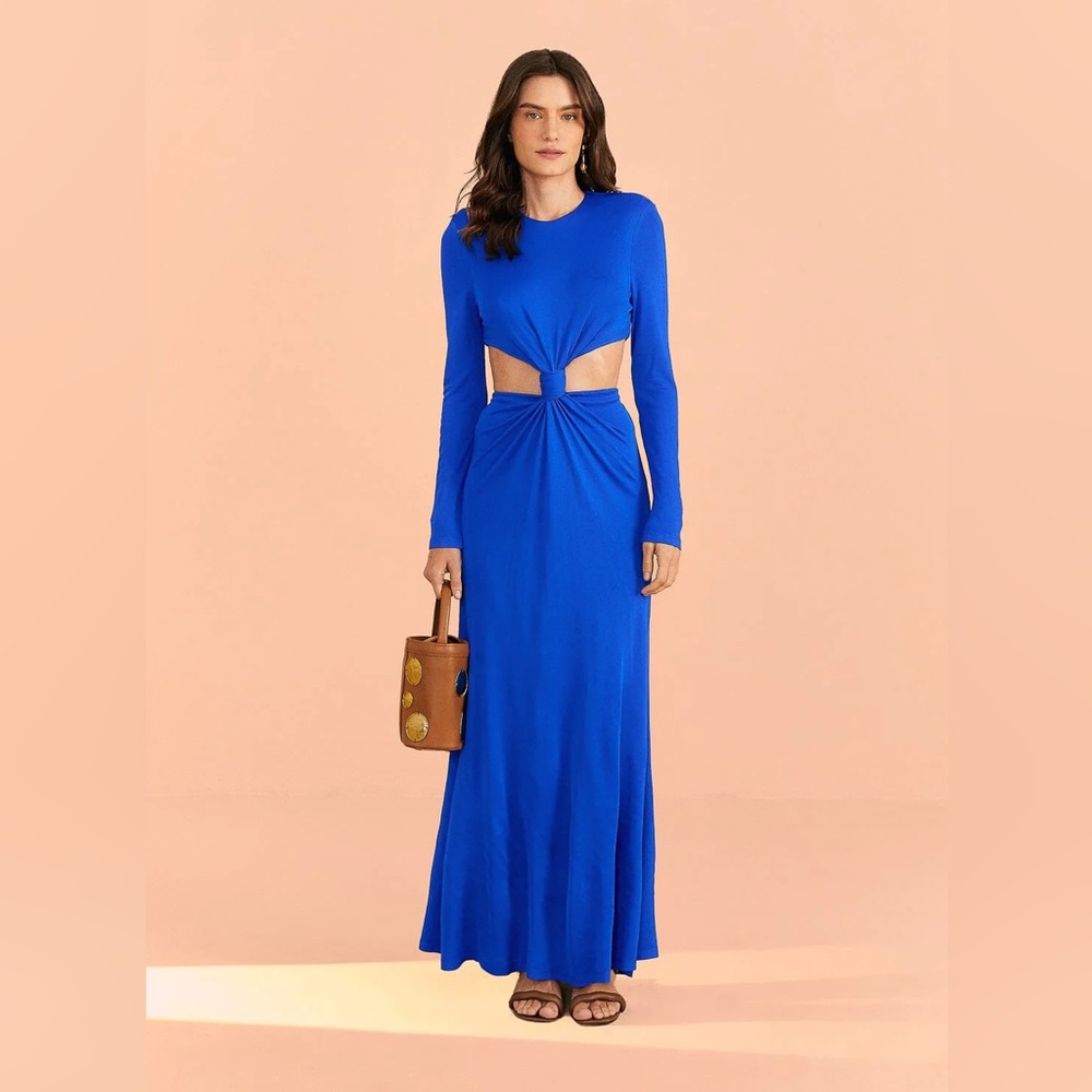 Farm Rio Blue Knot Cut Out Maxi Dress